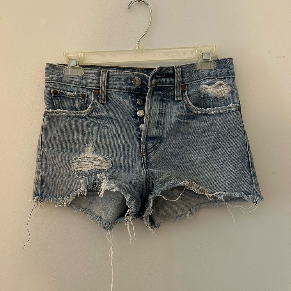 Levi's Light Blue Distressed Jean Shorts